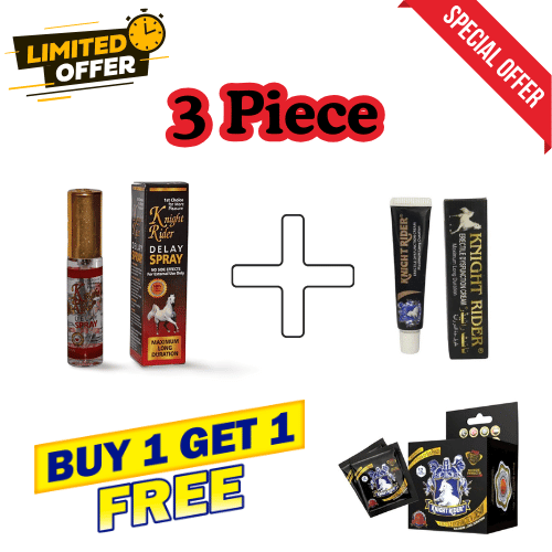 Knight Rider 3-in-1 Performance Power Pack | Long Timing Spray + Cream + Delay Condom